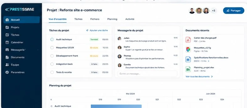 Interface de la plateforme CollabOne